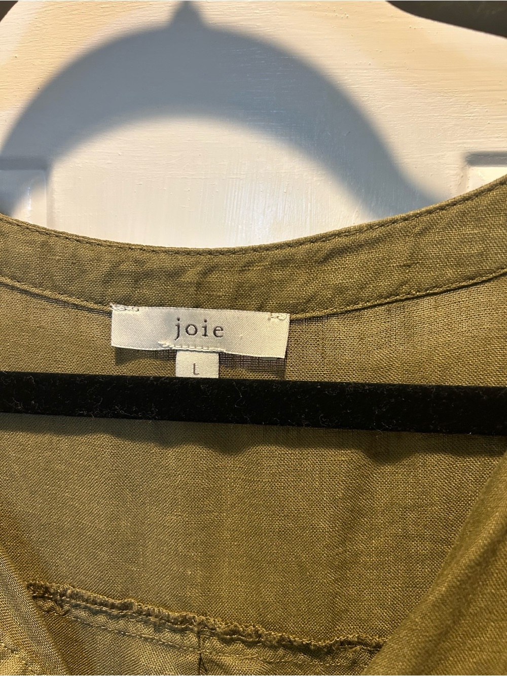 Joie Olive Green V-Neck Ruffle Sleeve Linen Dress - Picture 2 of 4